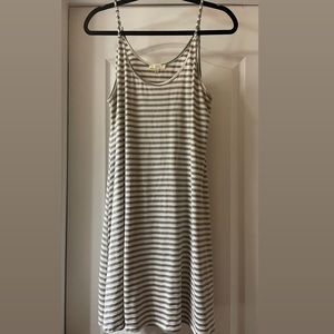 Gray and white striped dress sundress by Kori size Large.